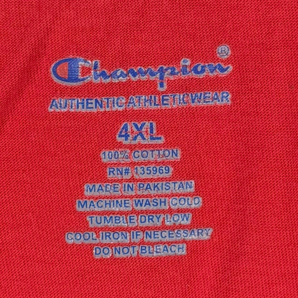 Champion Mens 4XL Red Graphic Logo T-Shirt Short Sleeve Cotton Athleisure Lounge - Picture 2 of 6